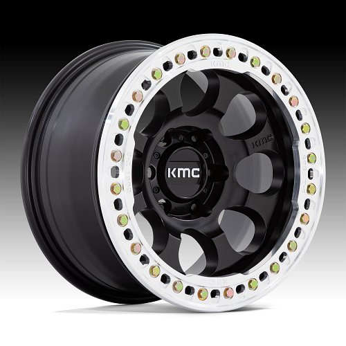 KMC KM237 Riot Beadlock Satin Black Custom Truck Wheels 1